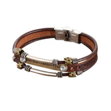 Maxbell Leather Bracelet Wristband Fathers Day Mens Leather Bracelet Son Style B