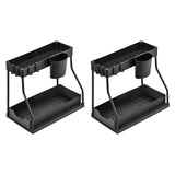 Maxbell Sink Organizer Storage Drawer L Shaped Sliding Multipurpose Sink Shelf 2pc black