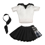 Maxbell 3Pcs 1/6 Female Short Sleeve T Shirt and Skirt with Tie for 12 inch Dress up