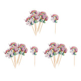 Maxbell 30 Pieces Magical Unicorn Cupcake Topper Wooden Sticks Birthday Food Picks