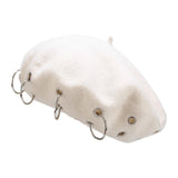 Maxbell Beret Hat for Women Elegant Chic Decoration Felt Beret for Fall Driving Trip White