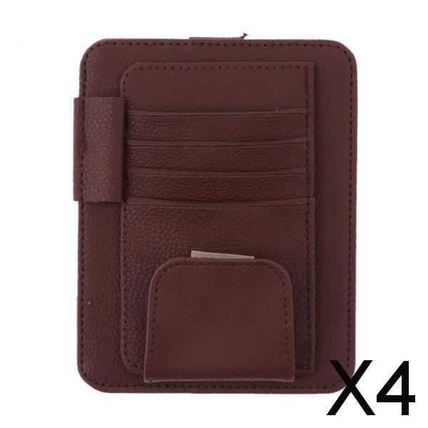 Maxbell 4xEye Frame Holder Car Sun Glasses Ticket Receipt Card Clip Storage Board Brown