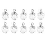 Maxbell 10 Pieces Round Clear Glass Bottle Pendant Silver Flower Cap DIY Necklace Earrings Jewelry Making Findings Liquid Holder Crafts