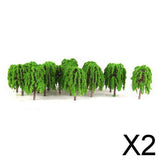 Maxbell 2x25 Pcs Scenery Landscape Train Model Willow Trees Scale 1/150 Light Green