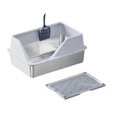 Maxbell Cat Litter Tray with Raised Edges Splashproof Large Capacity Include Scooper Light Gray