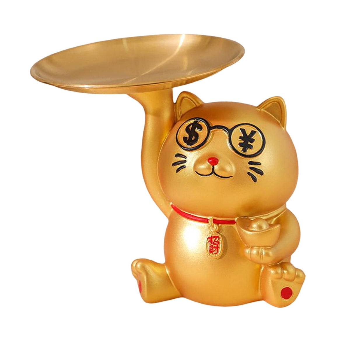 Maxbell Maxbell Storage Tray Sculpture Cute Crafts Cat Figurine for Party Decoration Aureate