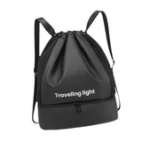 Maxbell Drawstring Backpack Wide Opening Swimming Bag for Swimming Pool Hiking Beach Black