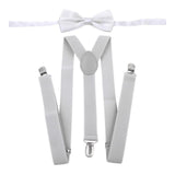 Maxbell Men Suspenders with Bow Tie Y Back Braces for Trousers Formal Wear Halloween Light Gray