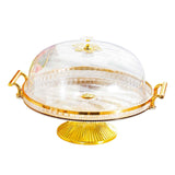 Maxbell Cake Stand with Lid Footed Cake Plate Platter for Cookies Cupcake Cheesecake Light Yellow