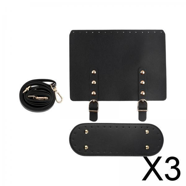 Maxbell 3xKnitting Crochet Bag Adjustable Shoulder Strap for DIY Purse Making Kits Black