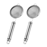 Maxbell 2Pcs Fine Mesh Strainer Multifunctional Flour Sifter for Cooking Juice Pasta Double wire handle
