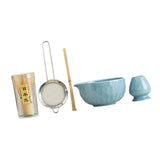 Maxbell 5x Matcha Set Bamboo Spoon Sifter Handcrafted Portable Japanese Matcha Whisk Blue