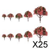 25xModel Trees Scenery Peach Flower 1:75 to 1:500 Scale Tree Landscape Layout