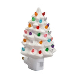 Christmas Tree Night Light Ceramic Plugin Vintage for Bathroom Decor Hallway White