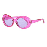 Maxbell Retro Transparent Clout Goggles Oval Bold Mod Thick Framed Sunglasses Rose