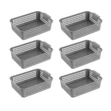 Maxbell 6x Storage Basket Bins Modern Vanity Trays for Living Room Washroom Bathroom Gray