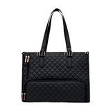 Maxbell Womens Tote Bag Quilted Lunch Box Laptop Bag for Collage Office Casual Black