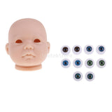 Maxbell 20inch Vinyl Unpainted Reborn Doll Head Mold Kits with Eyes DIY Making Accs