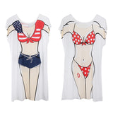 Maxbell Pack of 2pcs Funny Women Lady American Cowboy Polka Dots Bikini Cover-up T-shirt Oversize Tee Tops Fancy Dress Sleepwear - Aladdin Shoppers