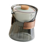 Maxbell Glass Teapot 210ml Portable Teaware Chinese Gong Fu for Travel Office gray  Gradient lid