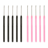 10 Pieces Pulling Hook Needle Tools for Micro Ring Hair Extension Pink+Black