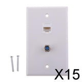 Maxbell 15xCoaxial F Connector Ethernet Network  Jack Wall Plate Socket