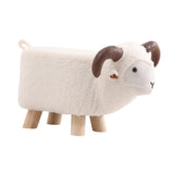 Maxbell Animal Footstool Cartoon Footrest Ottoman for Living Rooms Entryway Playroom White