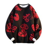 Maxbell Knit Sweater Warm Novelty Casual Jacquard for Autumn Winter Festival Black