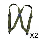 Maxbell 2xSuspenders for Men Adjustable Pants Durable Utility for Wedding Green