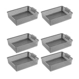 Maxbell 6 Pieces Storage Baskets Hollow Design Container for Cosmetics Snacks Closet Grey