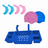 Maxbell Pool Storage Basket Sturdy with Hand Flippers for Drinks Beverage Towels blue