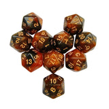 Maxbell 10Pcs Polyhedral Dices D20 Gaming Dices for KTV Role Playing Game Board Game Gold