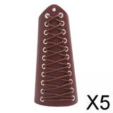 Maxbell 5xLeather Gauntlet Wristband Lace up Wrist Guard for Men Women Cosplay Brown