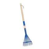 Maxbell Garden Rake 9 Tines Yard Rake Quick Clean up Leaf Rake for Garden Shrub Yard Blue