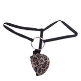 Maxbell Sexy Men G-string Mesh Pouch Thong Posing Strap With Ring Underwear Black + Leopard