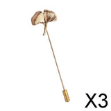 Maxbell 3xVintage Gingko Leaf Lapel Stick Pin Suit Tie Hat Scarf Brooch Pin Gold