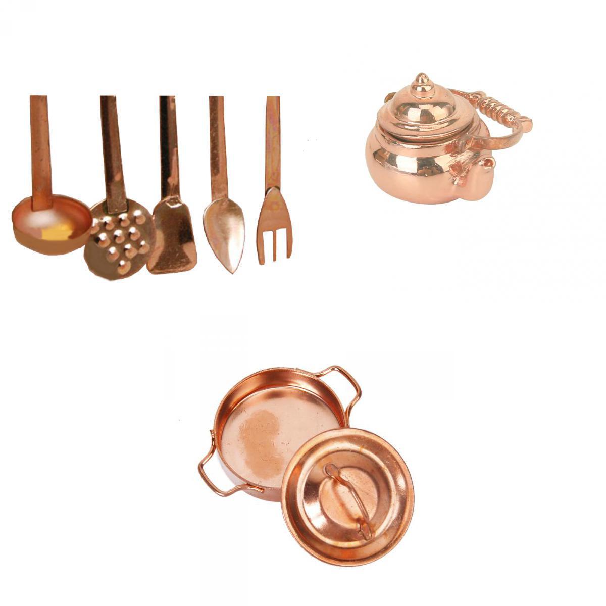 Maxbell 1:12 Dolls House Miniature Metal Kitchen Tool on Rack Pot Teapot Tea Kettle Lids