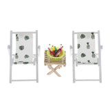 Maxbell 1/6 Dollhouse Miniature Lounge Chair Table with Wine Beach Set Decor Green