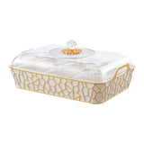 Serving Tray Home Decor Container Fruit Tray for Anniversary Events Birthday White Gold L