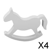 Maxbell 4xWhite Wooden Small Rocking Horse Wedding Home Decor Kids Toys