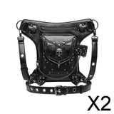 Maxbell 2xGothic Steampunk Waist Bag Men Women Thigh Hip Belt Bag Purse Skull Black