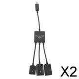 Maxbell 2x3in1 Male to Female Micro USB2.0 Power Charging Host OTG Hub Cable Adapter