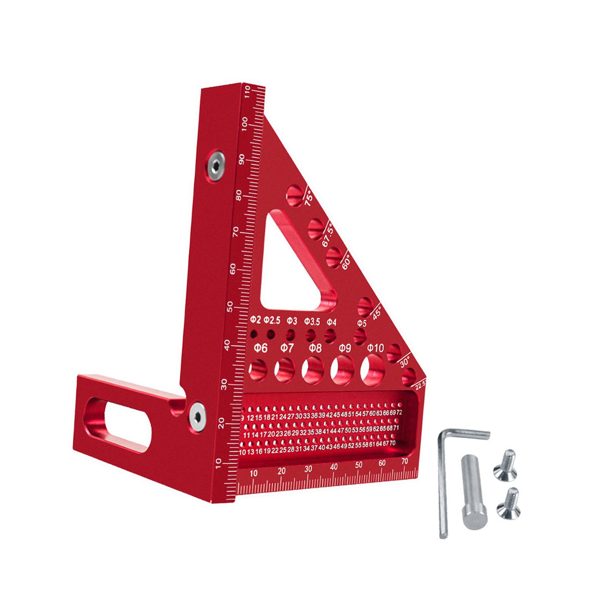 Maxbell 3D Multi Angle Measuring Ruler Triangle Ruler for Engineer Craftsmen Drawing Red