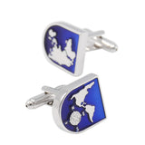 Maxbell Blue World Map Time Zone Cuff Link Wedding Party Xms Gift Mens Cufflinks - Aladdin Shoppers