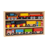 Maxbell Wooden Train Set Early Learning Train Toys for Children Preschool Boys Girls Style B