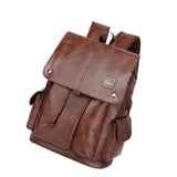 Maxbell Fashion PU Leather Backpack Drawcord Multipurpose for Trips Cycling Business dark brown