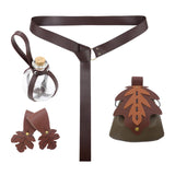 Maxbell 5 Pieces Medieval Belt Bag Skirt Hikes Bottle for Fantasy Events Masquerades Green