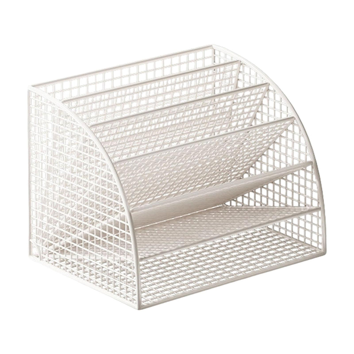 Maxbell Fan Shaped File Organizer Space Saving Storage Rack for Gift Decoration Room White and L