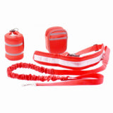Maxbell Maxbell Elastic Pet Dog Nylon Running Jogging Walking Strap Leash Harness Set Red