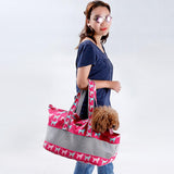 Maxbell Strong Canvas Mesh Pet Carrier Dog Cat Puppy Travel Bag Tote Handbag Rosy